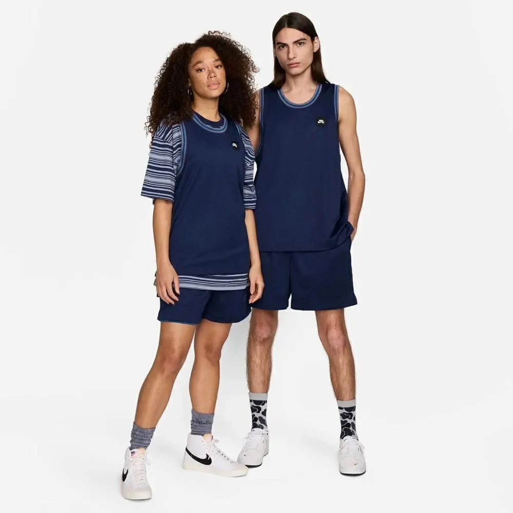 NIKE SB Basketball Jersey Top Unisex Adult Blue Gray Reversible Mesh